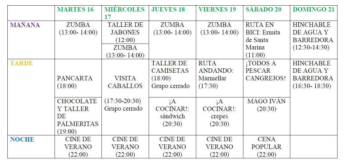 Actividades Verano 2106 Santa María Tajadura